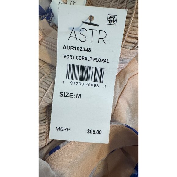NWT ASTR The Label Medium Blush Peach/Pink Cobalt Floral Midi Dress Lightweight - Picture 16 of 16